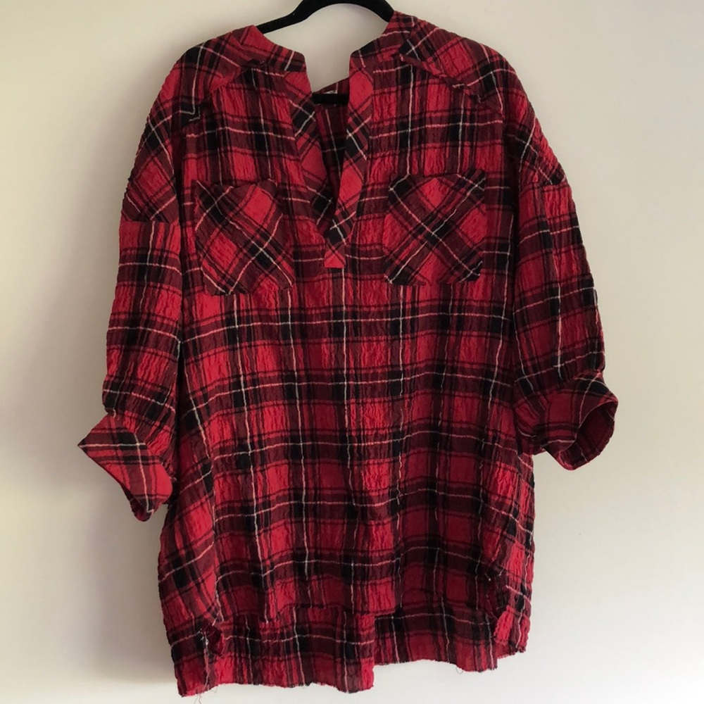 Free people plaid oversized top